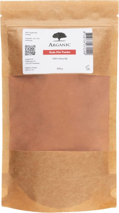 Rode kleipoeder - 100% natuurlijk en biologisch gezichtsmasker - reinigend en voedend - stazak 250 gram