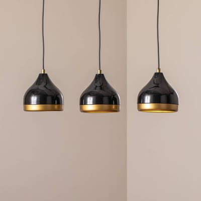Opviq Hanglamp Yildo, lineair, 3-lamps, zwart/goud, metaal