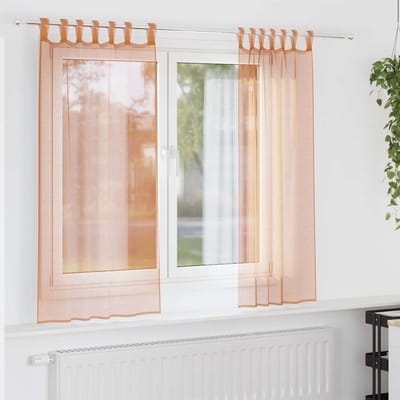 vidaXL - Gordijnen - voile - met - lussen - 2 - st - terracotta - 140x175 - cm