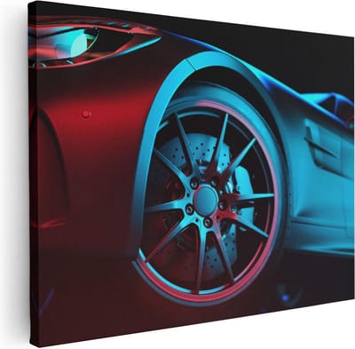 Artaza Canvas Schilderij Sportauto - 40x30 cm - Klein - Muurdecoratie Auto - Wanddecoratie Woonkamer - Schilderijen Op Canvas Velg