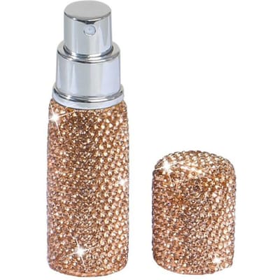 Flacon pulvérisateur de parfum portable de 10 ml avec strass incrustés, rechargeable, étanche, pour voyage, mini bouteille de cosmétiques, conteneur en gros or