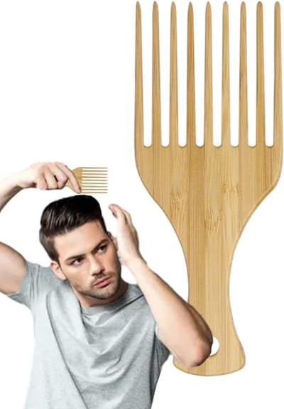 Brede Houten Kam - Krullend Haar Kam - Haar Ontklitten - Zonder Trekken - 15.8 x 6.1 cm - Houtkleur