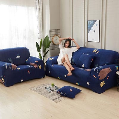 Housse de Canapé en Soie Laitière Tout Inclus Combinaison Tissu Housse Complète pour Canapé Coussin de Canapé Paresseux Antidérapant Anti-Poussière Facile à Démonter 1-seat 90-140cm 1pc gray