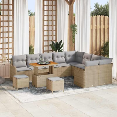 vidaXL - Tuinbank - Set - 12 - st - 11-Aantal - zitplaatsen - Beige - en - Lichtgrijs
