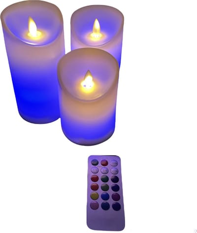 Led kaarsen set met bewegende vlam en RGB kleuren (draadloze remote)