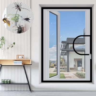 Raamhor – Met klittenband – Zelfklevende, krasbestendige magneethor – Houdt muggen en vliegen effectief tegen – Insectenwerende hor – Magnetisch raamgaas – Eenvoudige montage – Boren of schroeven niet nodig – 40*40cm