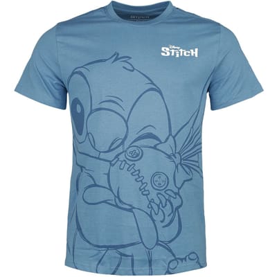 Lilo & Stitch - Disney T-shirt - Hugging Stitch - S tot XXL - voor Vrouwen - blauw