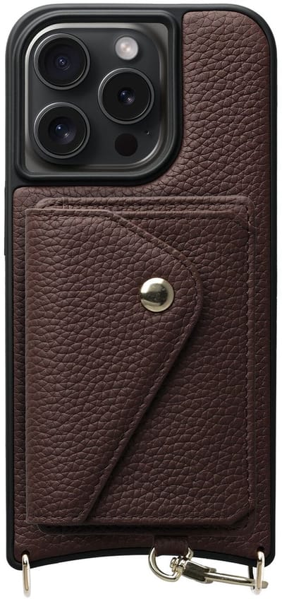 AVY Leren Hoesje Geschikt voor Apple iPhone 14 Pro | Met Magnetische Kaarthouder | Compatibel met MagSafe | Leather Case met Wallet | Chocolate