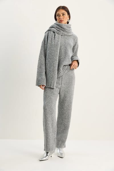 Oversized Geribbelde Brei Twee-Delige Set