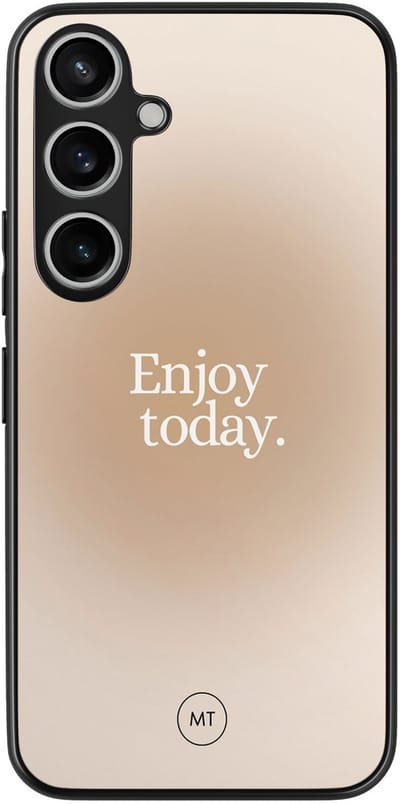Hoesje geschikt voor Samsung Galaxy A55 - Enjoy today - TPU Hard Case Backcover - Beige, Groen - Mooie Telefoonhoesjes