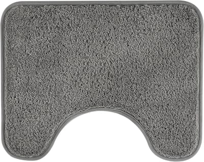 Absorberende toiletmat, antislip extra zachte badkamermat, microvezel pluizig ruig toilettapijt, machinewasbaar, sneldrogende badmat voor badkamer, U-vorm, dik toilettapijt, 50 x 40 cm（Grijs）