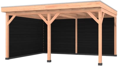 Douglas overkapping, 500 x 400, met achterwand en zijwand, Westwood Comfort Plus Zwart