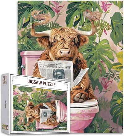 Landelijke Koe Legpuzzel 1000 Stukjes voor Volwassenen – Rustieke Dieren en Groene Planten Puzzel