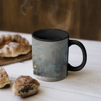 Magische Mok - Foto op Warmte Mokken - Koffiemok - Kerstboom - Cadeaus - Rood - Goud - Magic Mok - Beker - 350 ML - Theemok