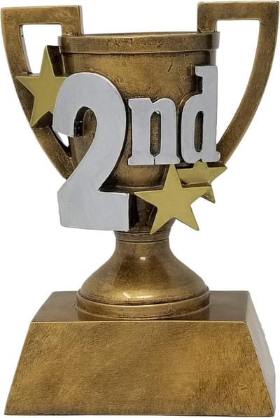 Gouden Beker - Tweede Plaats Prijs - Wedstrijd Beloning - Resin Materiaal - 6 Inch Hoog - Zilver Goud