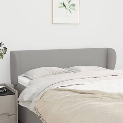 vidaXL - Hoofdbord - met - randen - 147x23x78/88 - cm - stof - lichtgrijs
