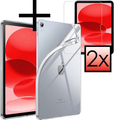 Hoes - Geschikt voor Apple iPad A16/A18 (2022/2025/2026) - 10.9 & 11 inch (10e, 11e & 12e generatie) - Met 2x Screenprotector - Siliconen Backcover - Shockproof Case - Shockbestendige Back Cover - Tablet Hoesje - Transparant