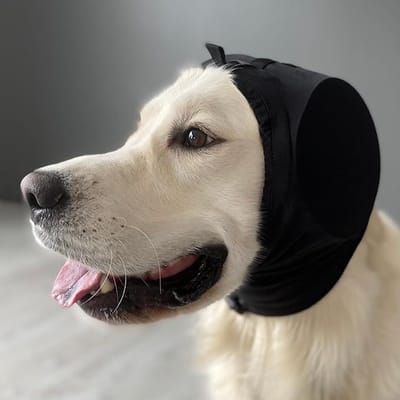 Oorbeschermers voor honden – Oorbescherming voor honden – Noise-reducerende hoofdband – Comfortabele gehoorbescherming – Pet polyester cap – Beschermcap – Zwart maat M
