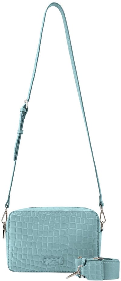 SEIDENFELT MANUFAKTUR Schoudertas Nesna Camera Bag Croco Print Ice Blue Lichtblauw