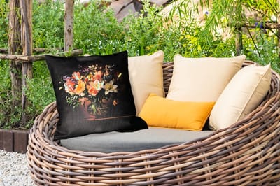 Buitenkussen Weerbestendig - Glazen - Bloemen - Boeket - Kleuren - 50x50 cm