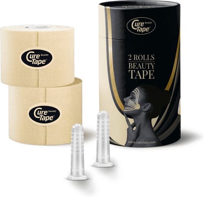 CureTape® Beauty Duo Pack + Facial Cuppings - Facial Cupping - Face Tape - Beauty Tape - Collageen - Gezicht Tape - Anti Aging - 5cm x 5m - 2 rollen + 2 cups