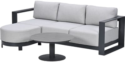 Garden Impressions Malakka loungeset 3-delig chaise longue - donker grijs
