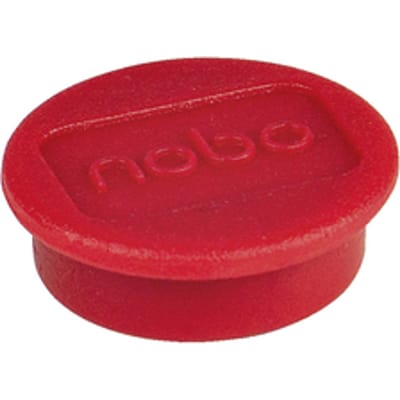 Nobo Magnetische Whiteboard Magneten, pak van 10 stuks, 24mm Gekleurde Magneten Rood
