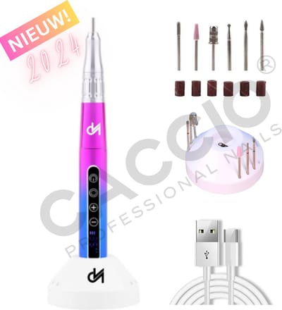 CACCIO® NAILS - Elektrische nagelvijl - Elektrische nagelfrees met oplaadstation - 65W Draadloze Nagelfrees-Incl.6 bitjes/schuurrolletjes-Vibratievrij-Geluidvrij-Manicure/pedicure voeten en handen Acrylnagels-Gelnagels - Nagels - Nail Drill Machine