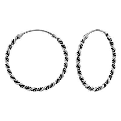 WeLoveSilver - zilveren oorringen - 25 mm - gedraaide geoxideerde banden