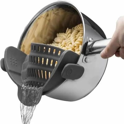 Passoire,Passoire pour casserole,Passoire à clip réglable pour casseroles poêles et bols,Passoire de cuisine à large ouverture dispositif d'égouttage en silicone gray