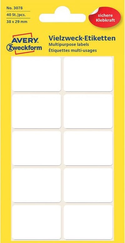 Etiket wit 38x29mm pak a 10 stuks