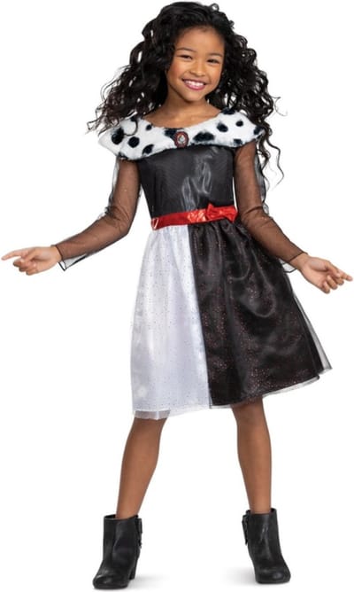Disney Villains Cruella Classic Kostuum Jurk Kinderen - Kids tm 4 jaar - Zwart/Wit
