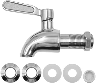 Allecto - Drankdispenser kraan - Vervangingskraan voor glazen container - Roestvrij staal - Geschikt voor sap, bier, en cocktails - Duurzaam en geu...