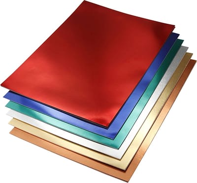 Metallic Foliekarton, A4, vel 210x297 mm, 280 gr, diverse kleuren, 30 div vellen