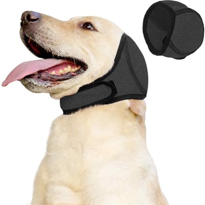 carmdering - Kalmerende Oorkap voor Honden -Hond Muilkorf - Hondenkap - Waterdichte Oorbescherming & Angstverlichting - Geschikt voor Baden, Trimmen en Emotiebeheersing - grijs (Maat M)