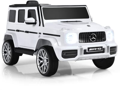 COSTWAY Mercedes Benz Elektrische auto voor kinderen, elektrische kinderauto met muziek en koplamp, 3-5 km/u, incl. 2,4G afstandsbediening, elektrische auto voor kinderen vanaf 3 jaar (wit)
