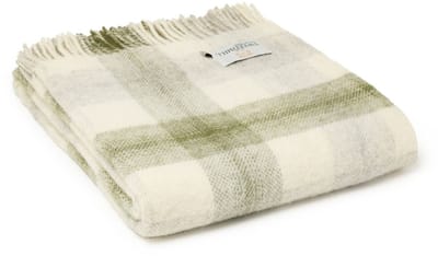 Plaid Meadow Olijfgroen - 150x183 - Nieuw Wol - Tweedmill UK