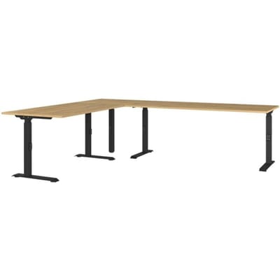 Agenda Home hoekbureau, mechanisch in hoogte verstelbaar, B 2600 x D 2200 x H 680-910 mm, Grandson eiken/zwart