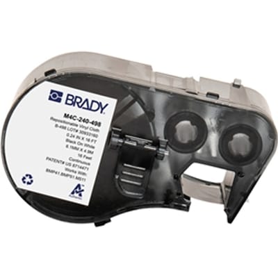 Brady M4C-240-498 vinylweefsel labels zwart op wit | 6,1 mm x 4,88 m (origineel)