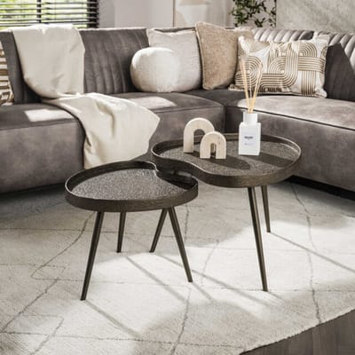 Hoyz Collection - Salontafel Organic Niervormig Set Van 2 - Brons Liquid Metal