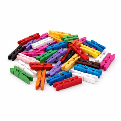 Kleine Wasknijpers Gekleurd – 35 Stuks – Mini Knijpertjes – Decoratie & Knutselen – Houten Knijpers Set