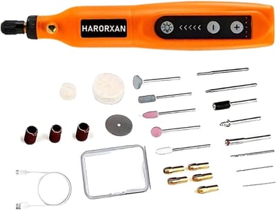 Graveergereedschap - Roterende pen - Materiaal bewerken - 5 snelheden instelbaar - 18 cm lengte - Oranje