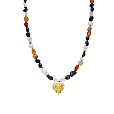 Luxeketting met Veelkleurige Natuursteen 18k goud afwerking - Ilisen