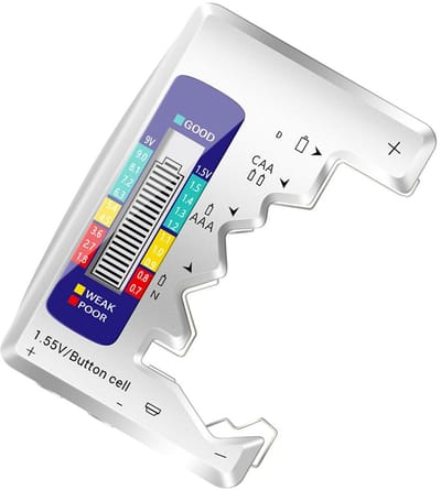 Batterijtester - Spanningsdetector - Thuisgebruik - Snelle testresultaten - Compact formaat - Wit