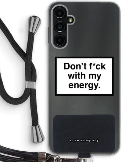 Case Company® - Hoesje met koord geschikt voor Samsung Galaxy A14 hoesje met Koord - My energy - Telefoonhoesje met Zwart Koord - Bescherming aan alle Kanten en Over de Schermrand
