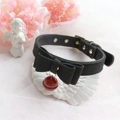 Col à nœud lolita, Un collier avec des clochettes, Col amusant, Chaîne de cou ras du cou, Collier laisse Chaîne de collier gothique sombre, Accessoires de cosplay