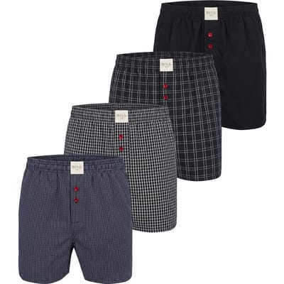 Phil & Co Heren Wijde Boxershorts Mulitpack 4-Pack Zwart - Maat XXL