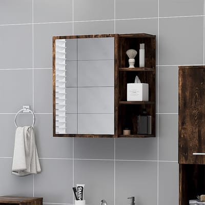 vidaXL - Badkamerspiegelkast - 62,5x20,5x64 - cm - bewerkt - hout - gerookt - eiken
