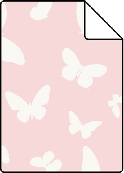 Proefstaal Origin Wallcoverings behang vlinders glanzend roze en wit - 26,5 x 21 cm - 347691-S