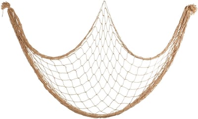 Dailygoods- Visnet 100 x 200 cm - Wanddecoratie Mediterrane Stijl - Wanddecoratie Woonkamer - Wanddecoratie Kinderen - Handgemaakt - Katoenen Touw